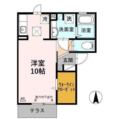 ハピネス三秀(ワンルーム/1階)の間取り写真