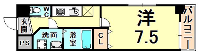  華プレシャス新伊丹(1K/9階)の間取り写真