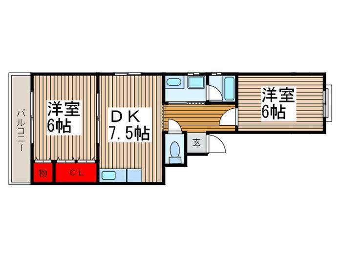 皇山エリザベス(2DK/1階)の間取り写真
