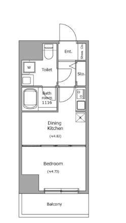 BRICK RESIDENCE 築地明石町(1DK/7階)の間取り写真