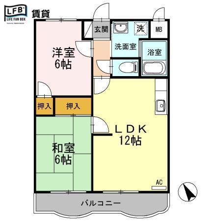 コモドハイツ(2LDK/3階)の間取り写真