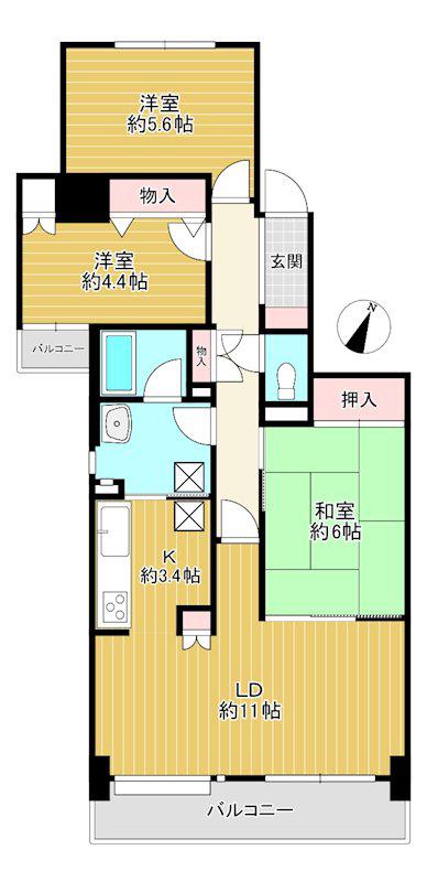 藤和シティーコープ小岩(3LDK/6階)の間取り写真