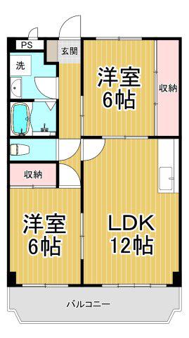 ガーデンヒル宝塚(2LDK/2階)の間取り写真