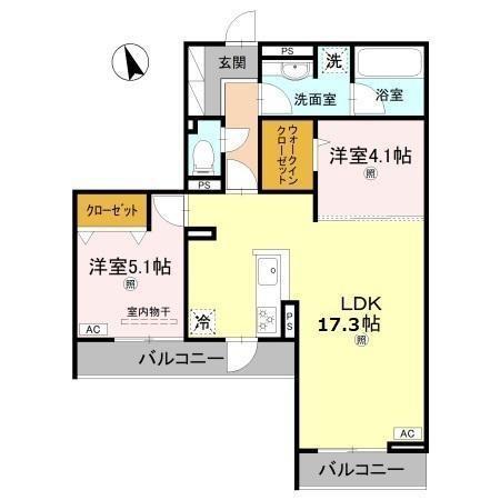 HAMA LATRIUM(2LDK/3階)の間取り写真