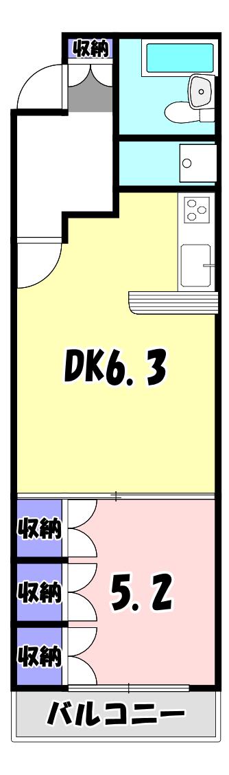 グリーンBOX12(1DK/2階)の間取り写真