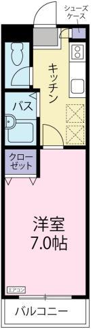 フィールド1沖浜(1K/2階)の間取り写真