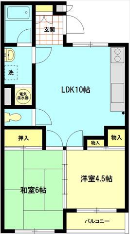 栗田ハイツ(2LDK/2階)の間取り写真