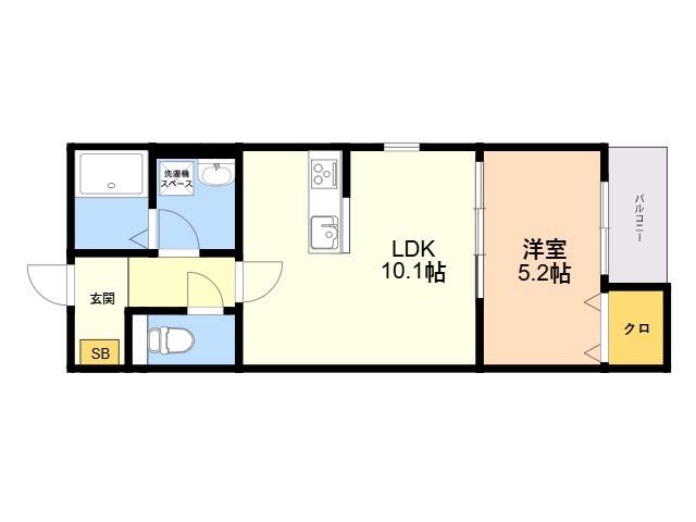 カトレア長尾2(1LDK/1階)の間取り写真