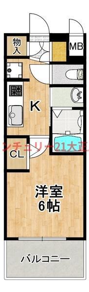 エステムコート難波ウエスト-SIDE9レデント(1K/6階)の間取り写真