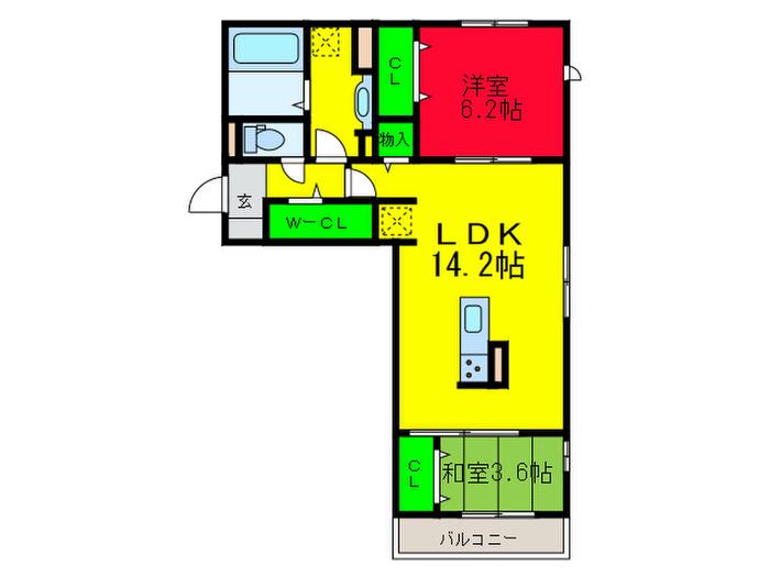 リエストII(2LDK/3階)の間取り写真