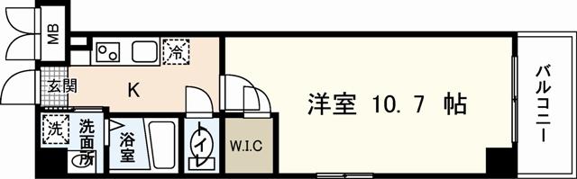ウイング十日市(1K/7階)の間取り写真