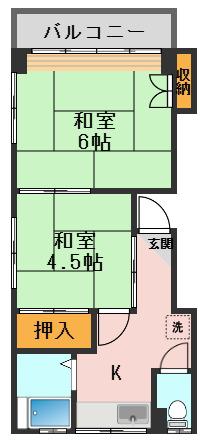 ともえマンション(2K/2階)の間取り写真