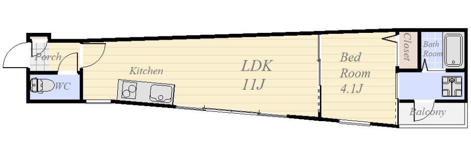 リテラス常盤(1LDK/2階)の間取り写真