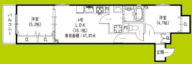 ラモーナ倉治(2LDK/1階)の間取り写真