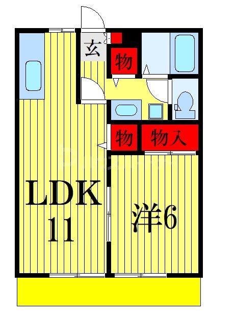 ビレッジサングランデB棟(1LDK/1階)の間取り写真