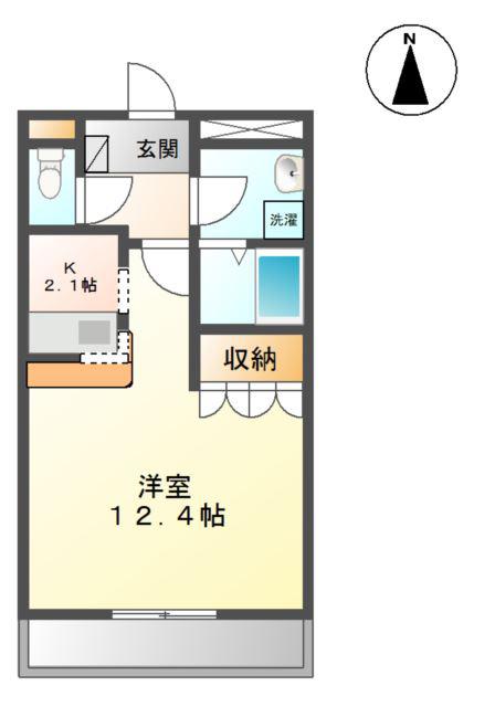 クレシアII(1K/1階)の間取り写真