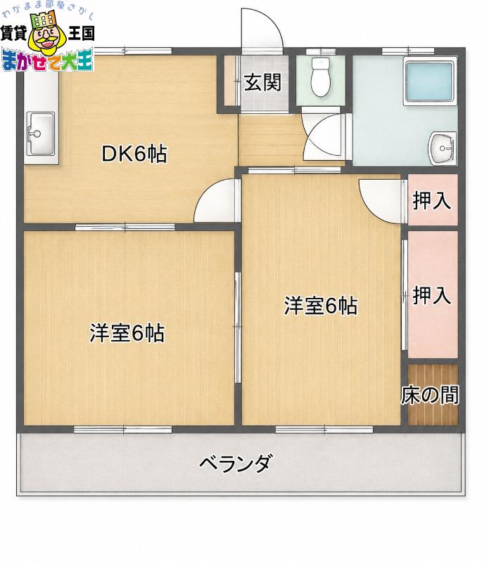 西小島七福マンション(2DK/2階)の間取り写真