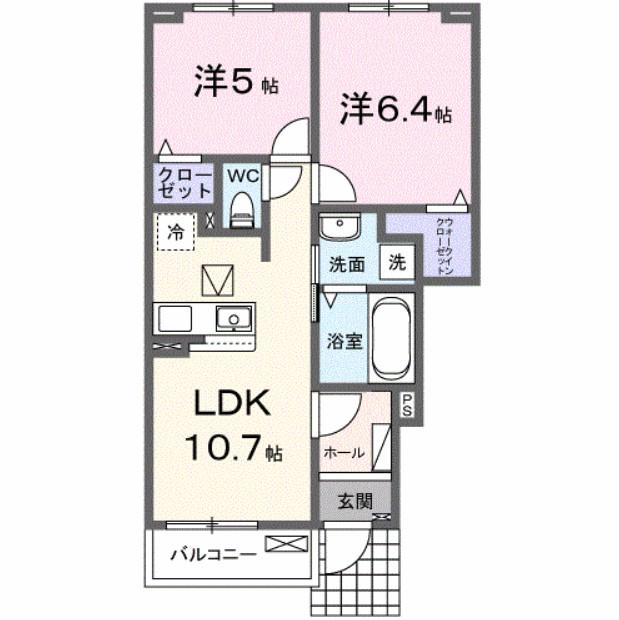 グローヴコクブC(2LDK/1階)の間取り写真