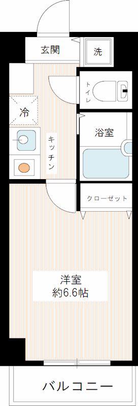 メインステージ白金高輪(1K/1階)の間取り写真