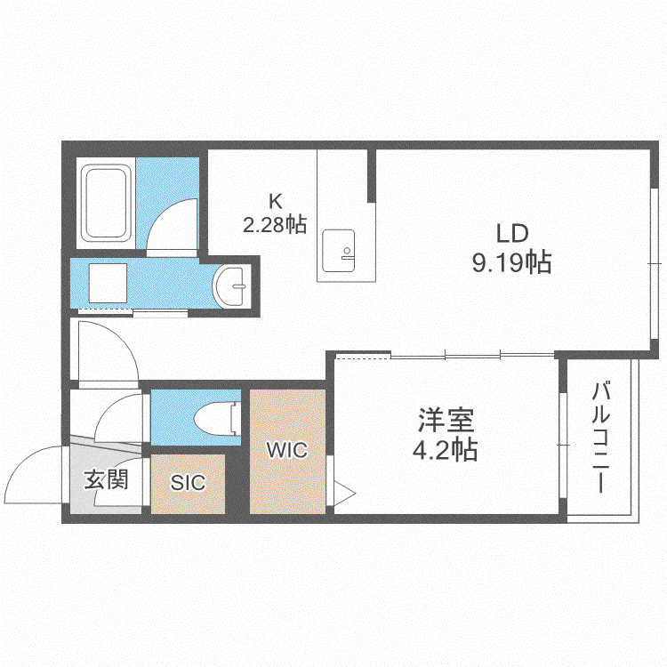 エルム北円山(1LDK/4階)の間取り写真