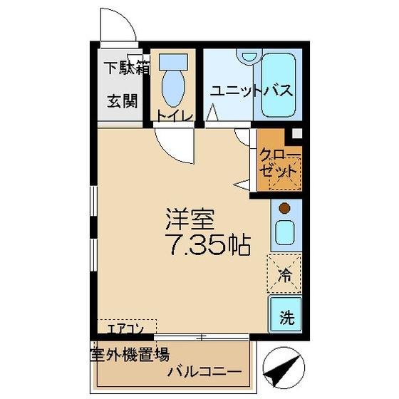スタージュ(ワンルーム/2階)の間取り写真