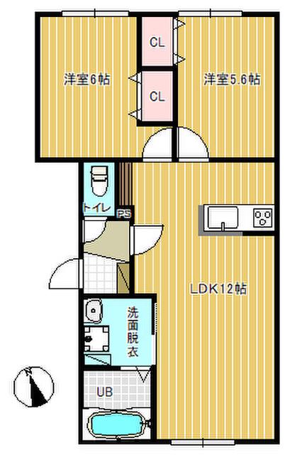 MINA2(2LDK/1階)の間取り写真