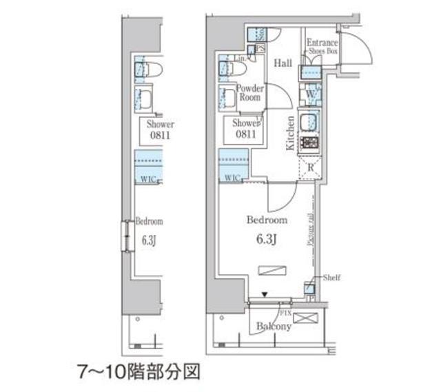 パークアクシス押上サウス(1K/6階)の間取り写真