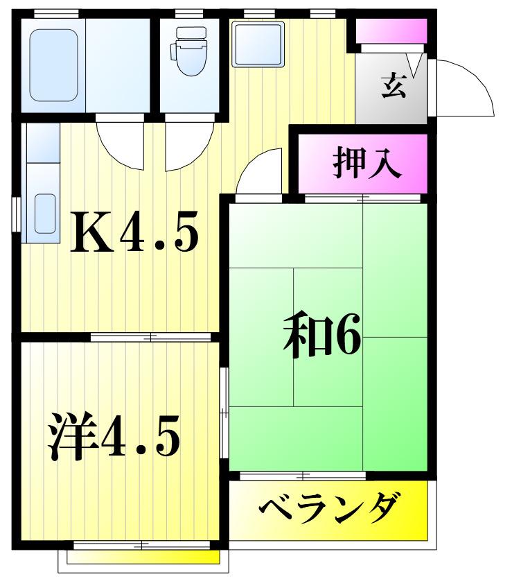 ハイツ田中(2K/2階)の間取り写真