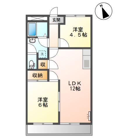 エクセル富貴ノ台(2LDK/1階)の間取り写真