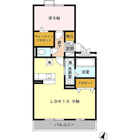 アプサラI(1LDK/2階)の間取り写真