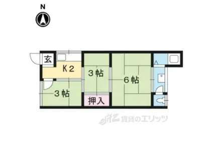 清和荘(3K/2階)の間取り写真
