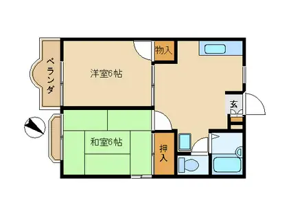 エリール田崎B棟(2DK/3階)の間取り写真