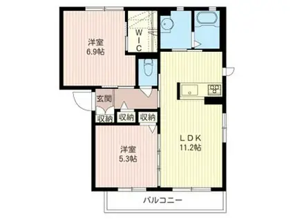 プレールD(2LDK/1階)の間取り写真