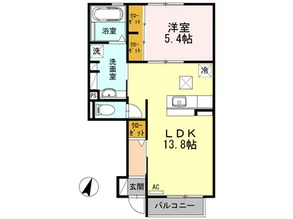 レガーロ(1LDK/1階)の間取り写真