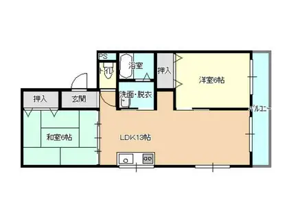 トリバンベール北都(2LDK/1階)の間取り写真