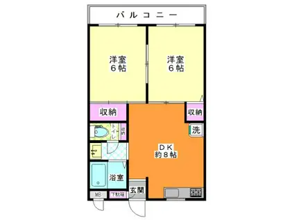 プリンス中之島(2DK/2階)の間取り写真