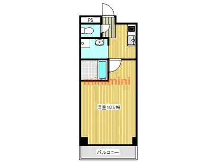 山崎第6マンション(1DK/3階)の間取り写真