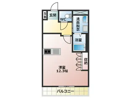 パレスひだまりの丘(ワンルーム/1階)の間取り写真