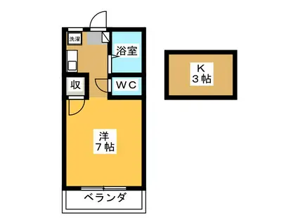 サンピュア・ヤハタ(ワンルーム/2階)の間取り写真