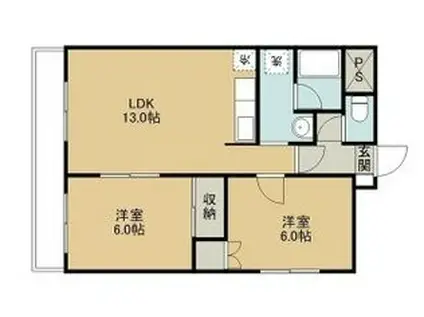 アクティブプラザ厚別西(2LDK/4階)の間取り写真