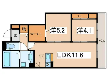 フェリナーレ(2LDK/1階)の間取り写真