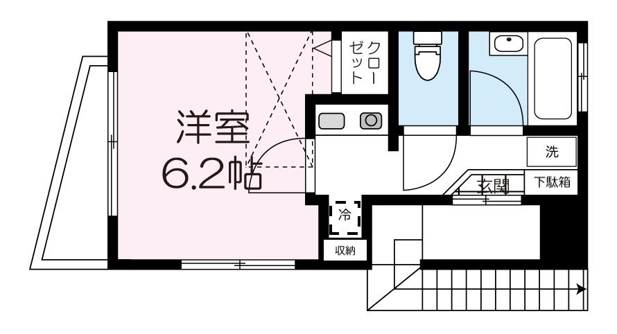 ケイズフラット(1K/2階)の間取り写真