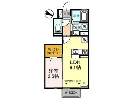 シェレトワレ上冨居(1LDK/1階)の間取り写真