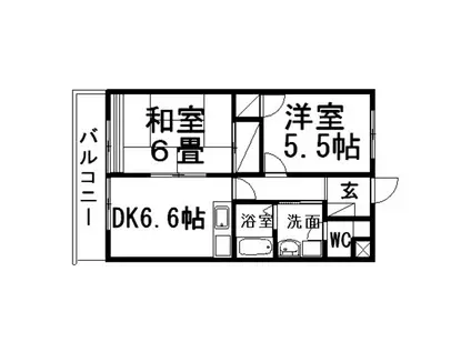 アムール西伊場(2DK/2階)の間取り写真