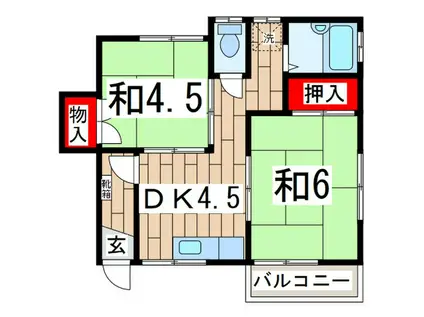 エスコーポ吉倉(2DK/2階)の間取り写真