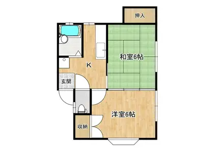 コーポたくわ2(2K/2階)の間取り写真