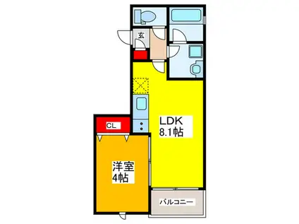 GRACIASCOURT俊徳道(1LDK/3階)の間取り写真