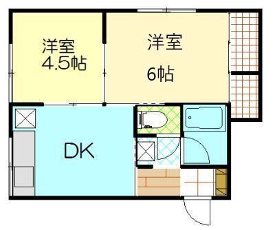 エステートけやき(2DK/1階)の間取り写真