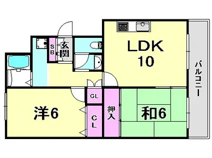 ハイム門戸荘(2LDK/1階)の間取り写真