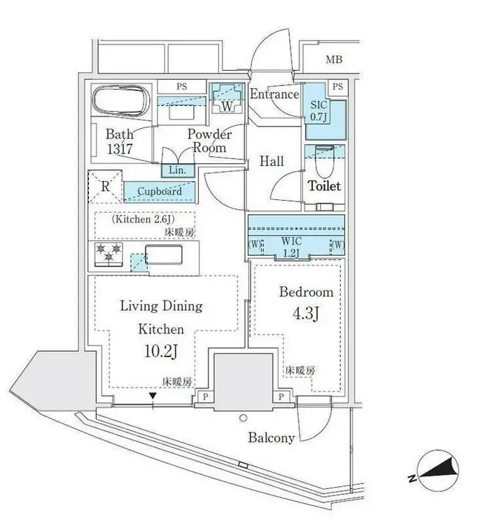 パークタワー東中野グランドエア 10階階 間取り